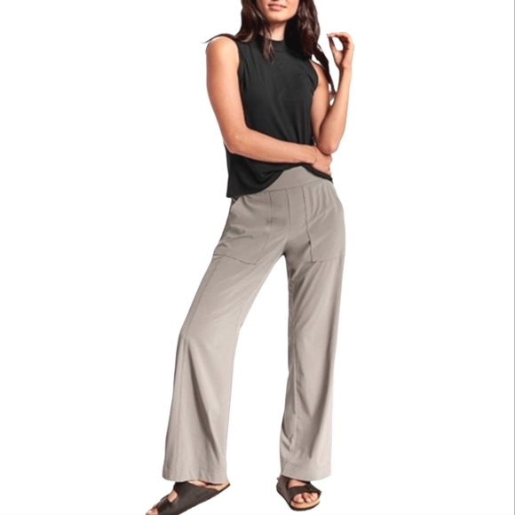 Athleta Pants - Athleta Chelsea Wide Leg Pull On Pant Light Asphalt Size 10